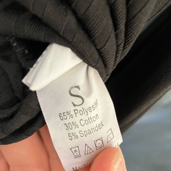 Size S Elegant Black Women's Pants and ribbed shirt with decorative buttons. - Picture 2 of 5